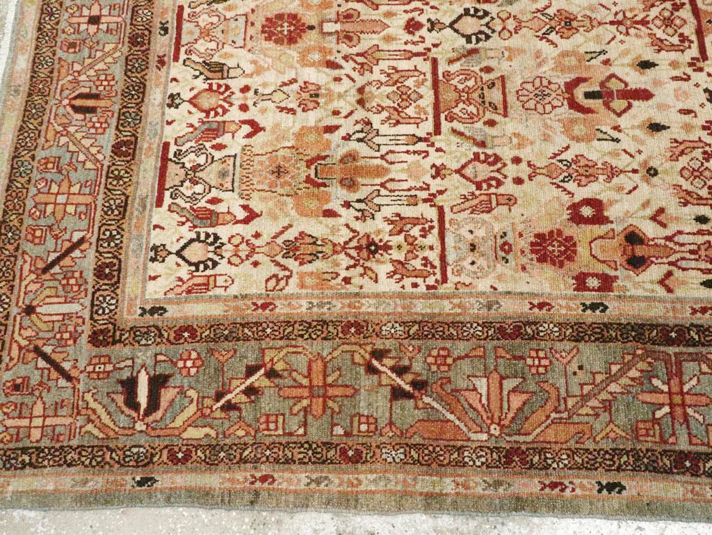 Mid-20th Century Handmade Persian Malayer Room Size Carpet in Grey, Red, & Ivory For Sale 2