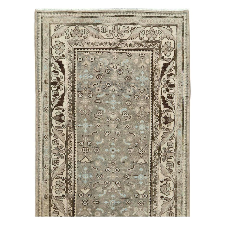 Rustic Mid-20th Century Handmade Persian Malayer Runner For Sale