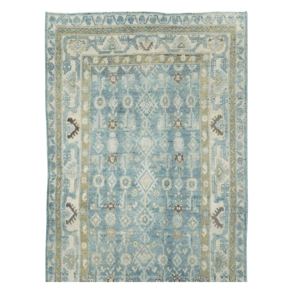 Rustique Tapis de couloir persan Malayer fait à la main du milieu du 20e siècle