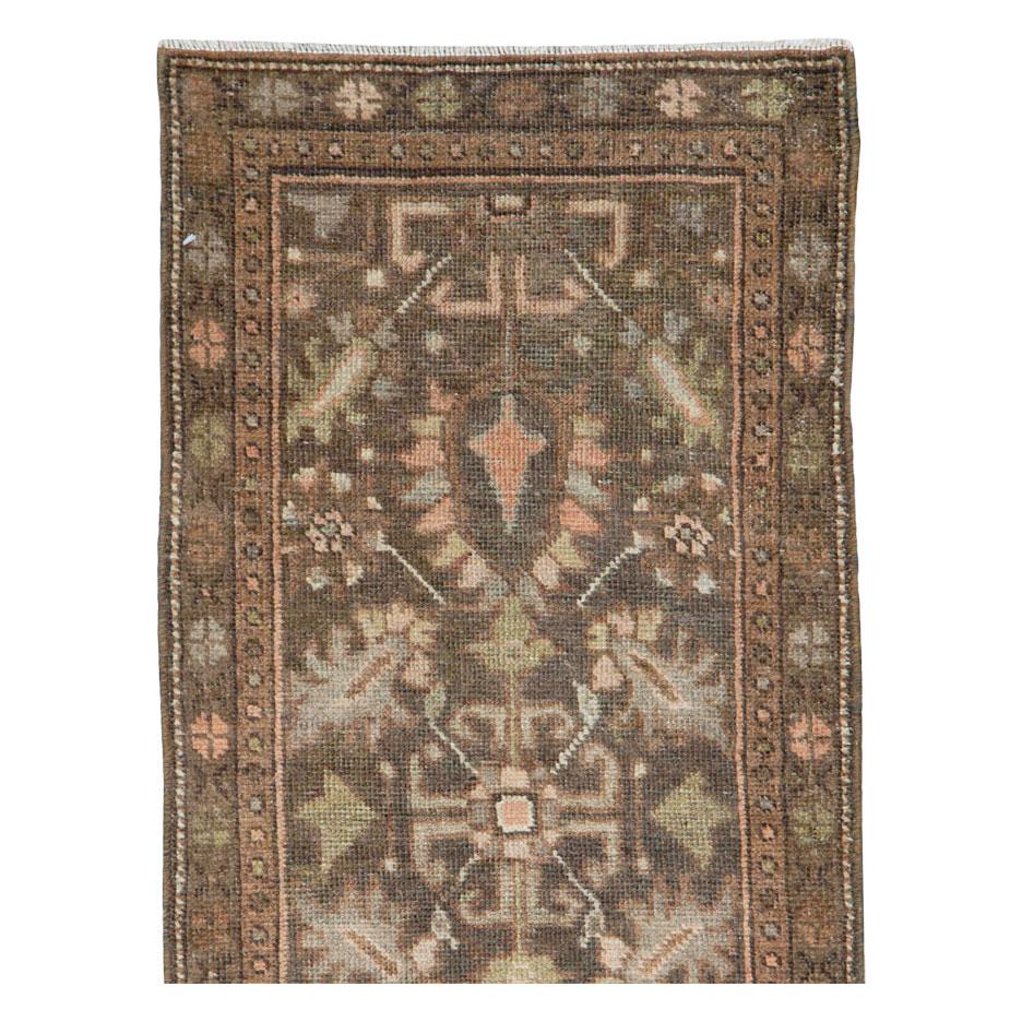 Rustic Mid-20th Century Handmade Persian Malayer Runner For Sale