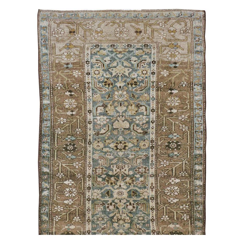 Hand-Knotted Early 20th Century Handmade Persian Malayer Runner For Sale