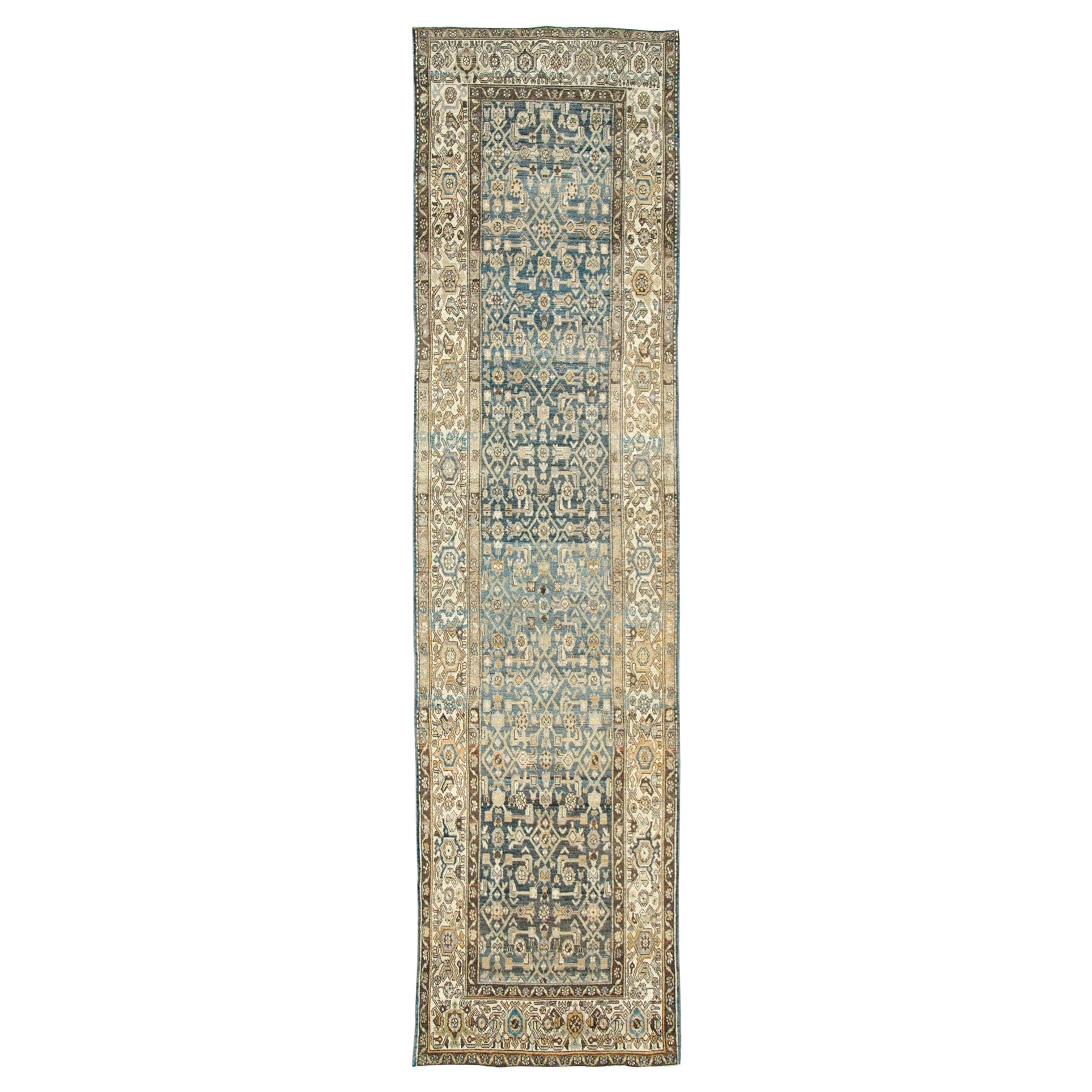 Tapis de couloir persan Malayer fait à la main du milieu du 20e siècle