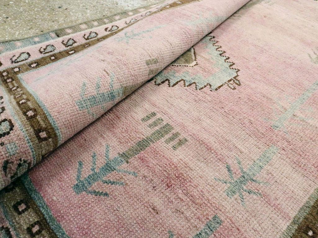 Mid-20th Century Handmade Persian Malayer Runner Rug in Neutral Blush and Pink For Sale 2