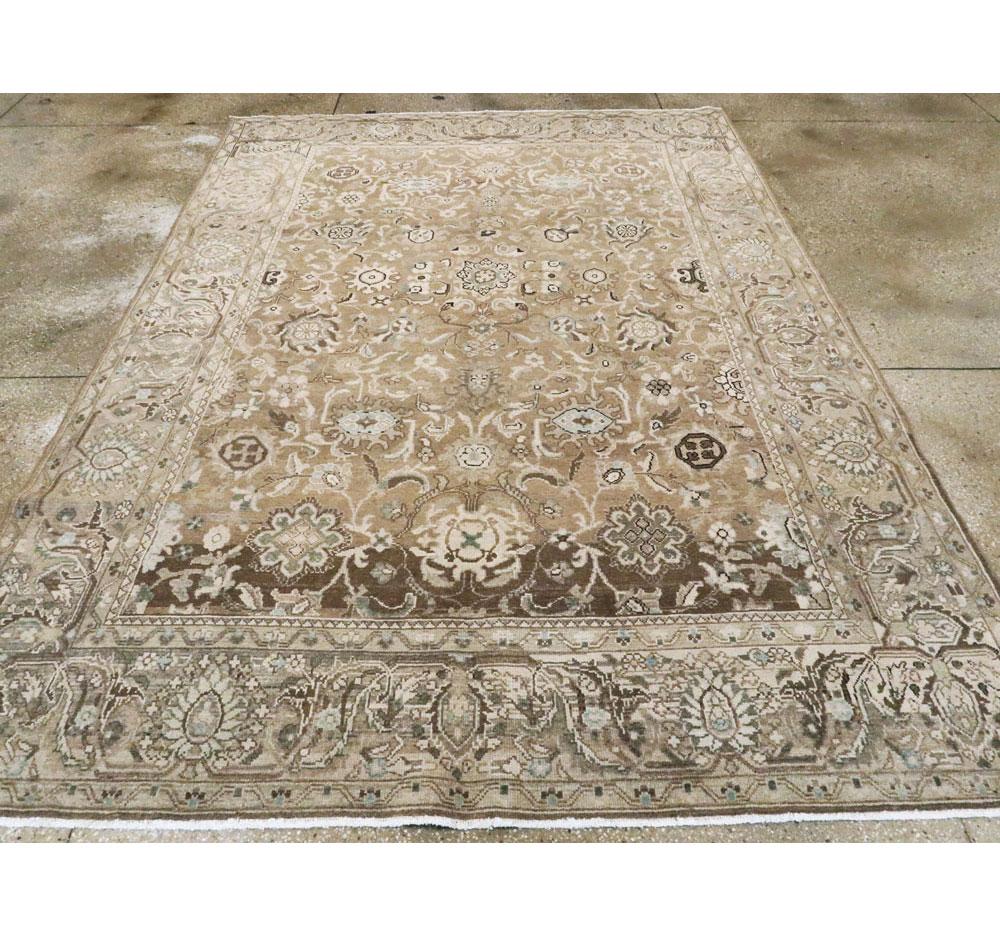 Wool Mid-20th Century Handmade Persian Malayer Rustic Accent Rug For Sale