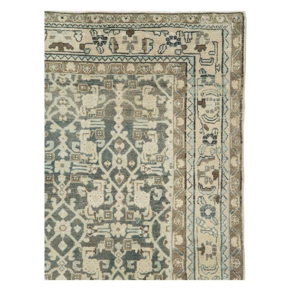 Rustic Mid-20th Century Handmade Persian Malayer Small Room Size Carpet For Sale