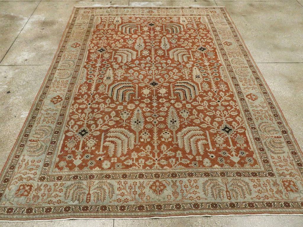 Hand-Knotted Mid-20th Century Handmade Persian Malayer Small Room Size Carpet For Sale