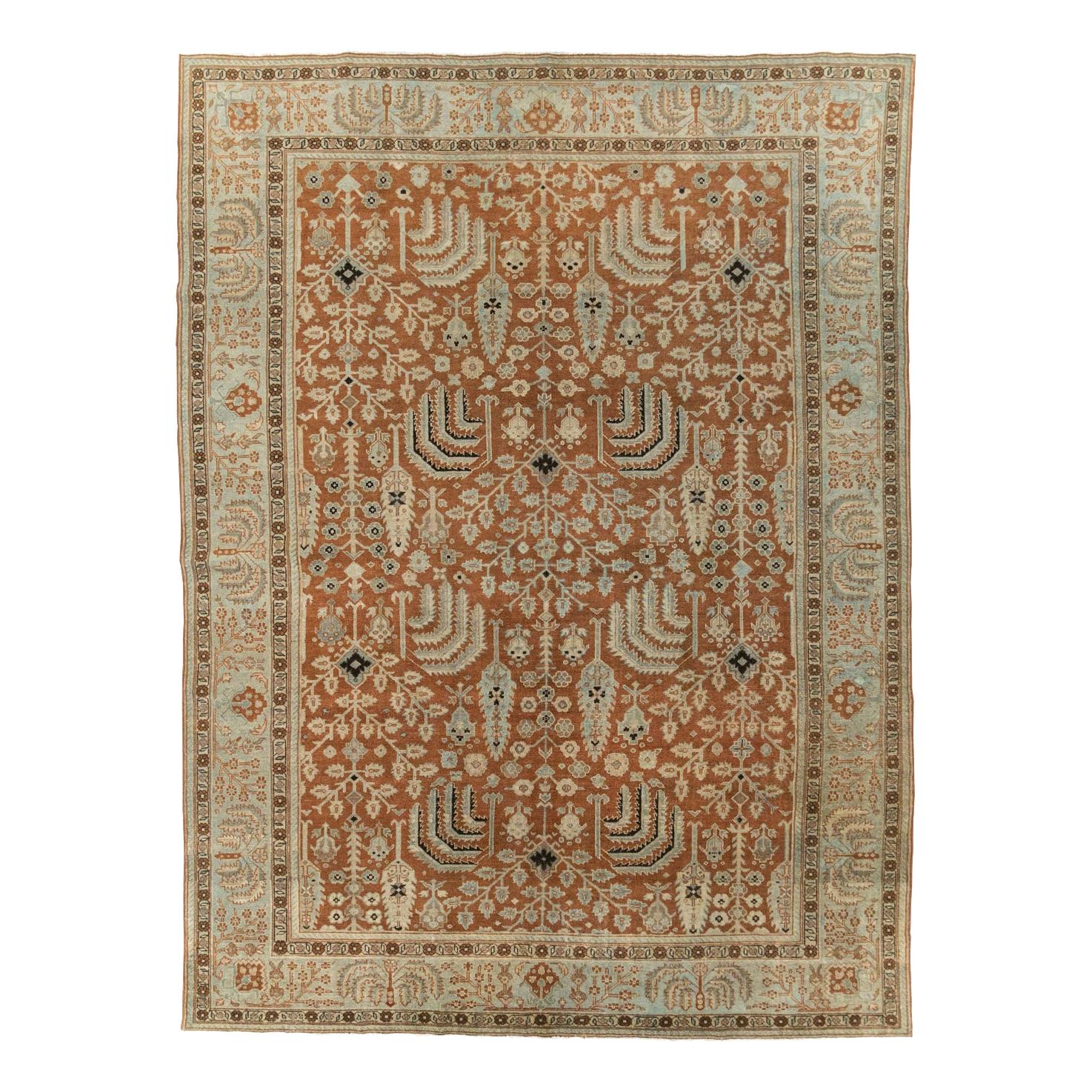 Mid-20th Century Handmade Persian Malayer Small Room Size Carpet For Sale