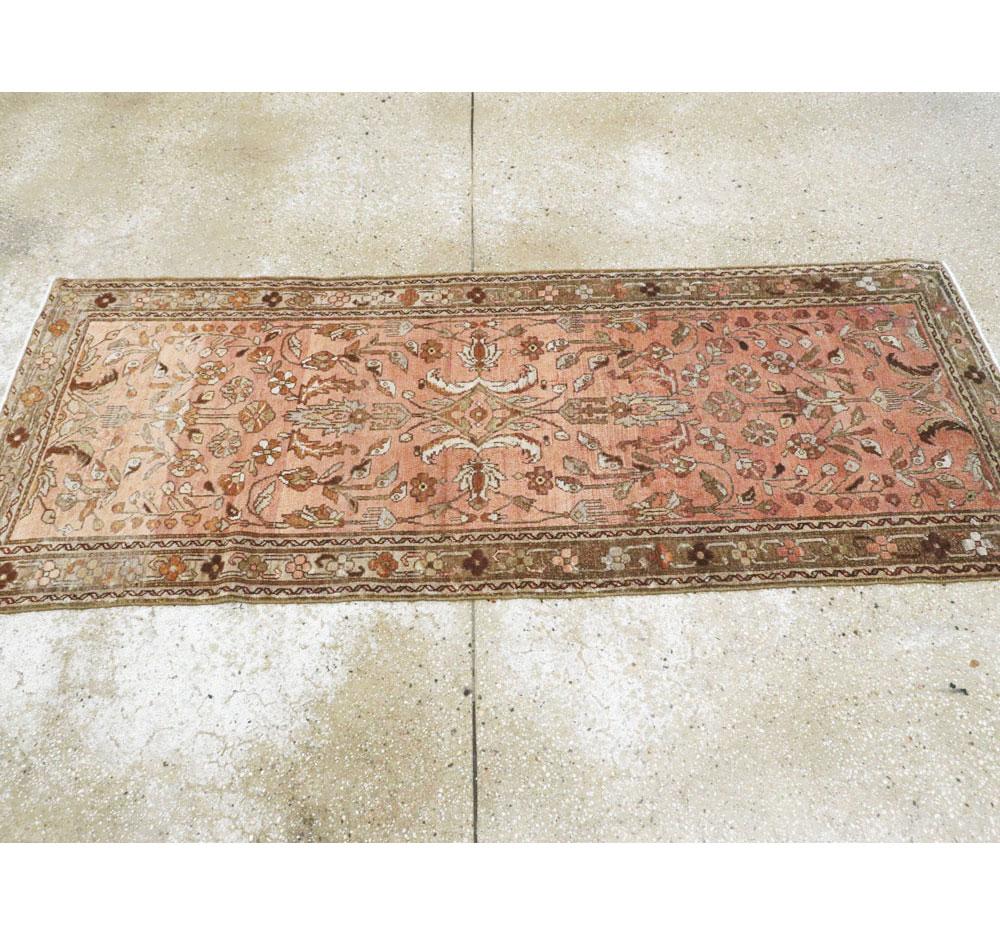 Mid-20th Century Handmade Persian Malayer Small Runner For Sale 1