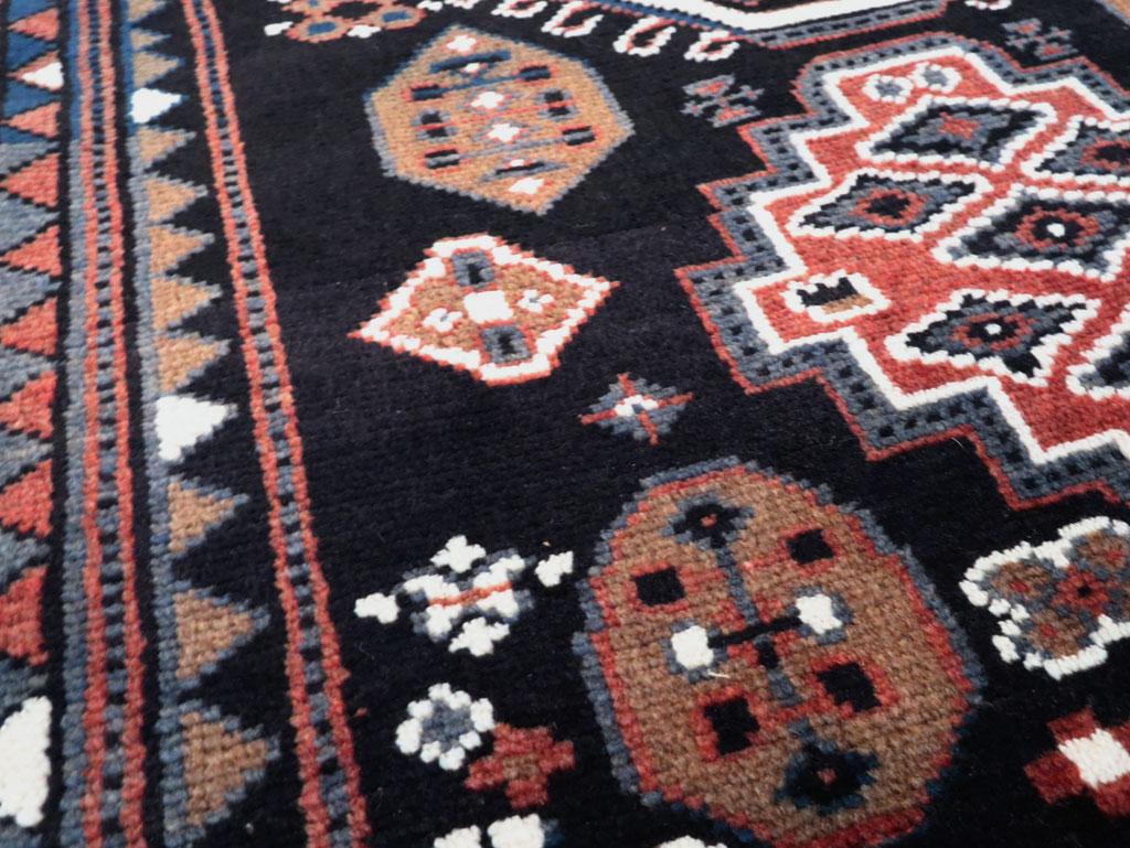 Rustic Mid-20th Century Handmade Persian Malayer Small Throw Rug For Sale