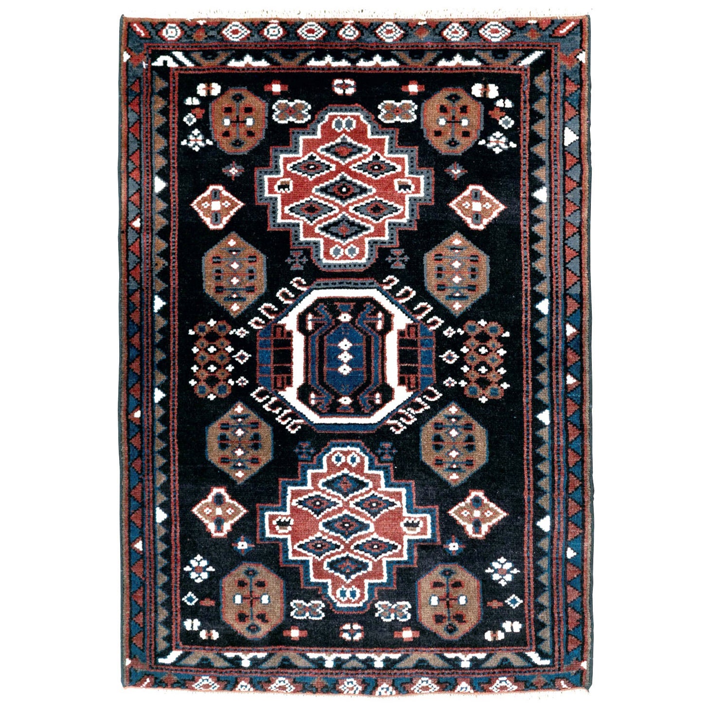 Petit tapis persan Malayer fait main du milieu du 20e siècle, fabriqué à la main