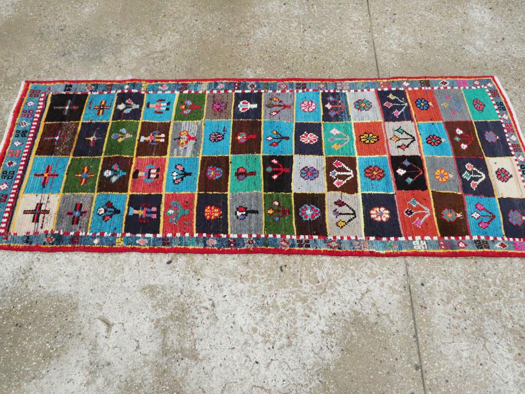 Wool Mid-20th Century Handmade Persian Malayer Small Throw Rug Runner For Sale