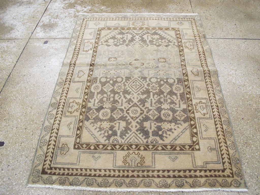 Hand-Knotted Mid-20th Century Handmade Persian Malayer Throw Rug For Sale