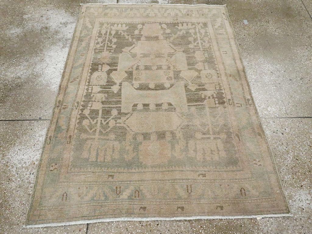 Hand-Knotted Mid-20th Century Handmade Persian Malayer Throw Rug For Sale