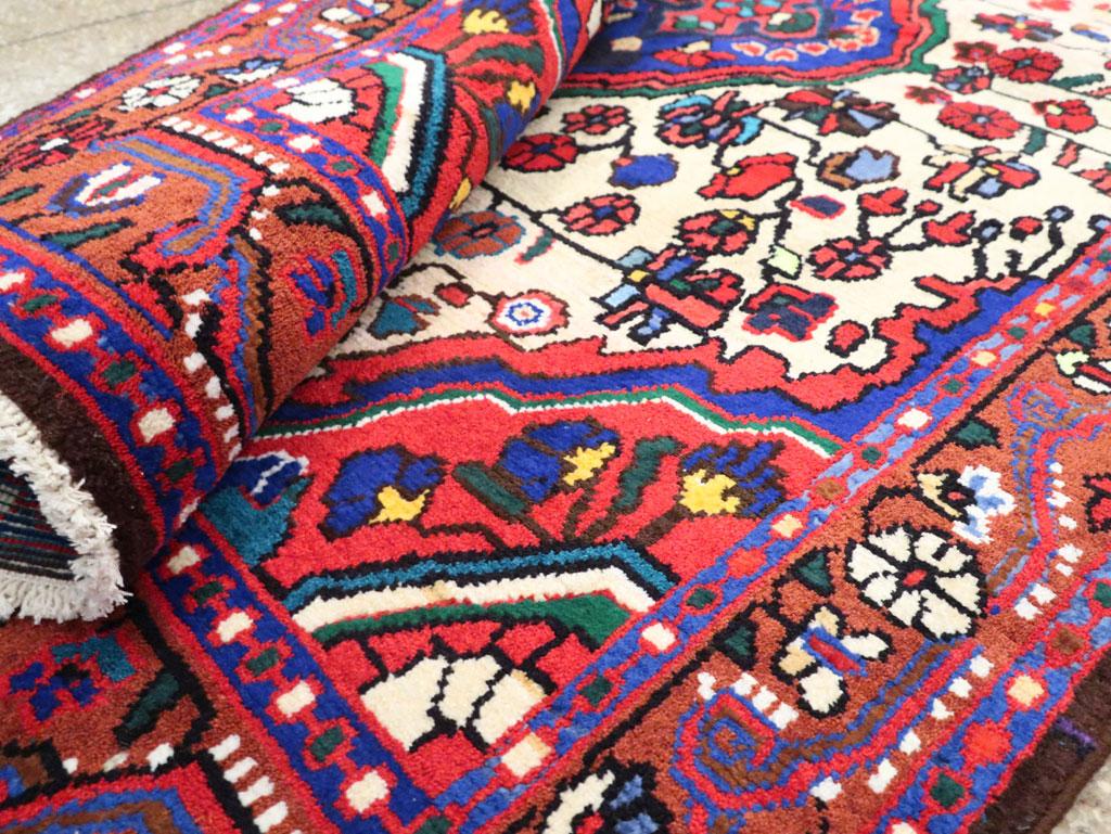 Mid-20th Century Handmade Persian Malayer Throw Rug For Sale 2