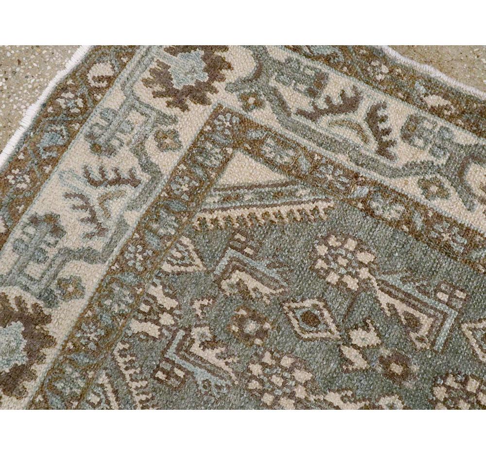 Mid-20th Century Handmade Persian Malayer Throw Rug In Grey & Brown For Sale 2