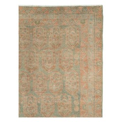 Mid-20th Century Handmade Persian Malayer Throw Rug In Khaki Green & Rust