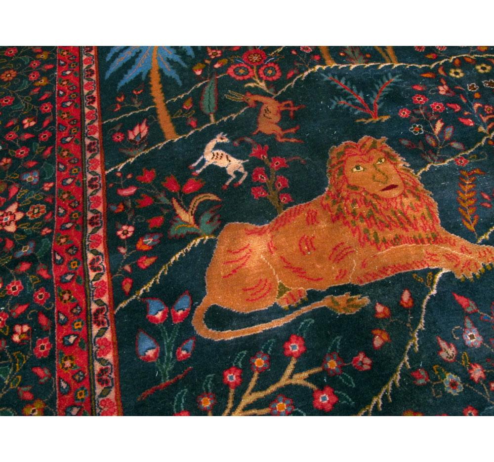 Wool Mid-20th Century Handmade Persian Mashad Pictorial Room Size Carpet, circa 1930