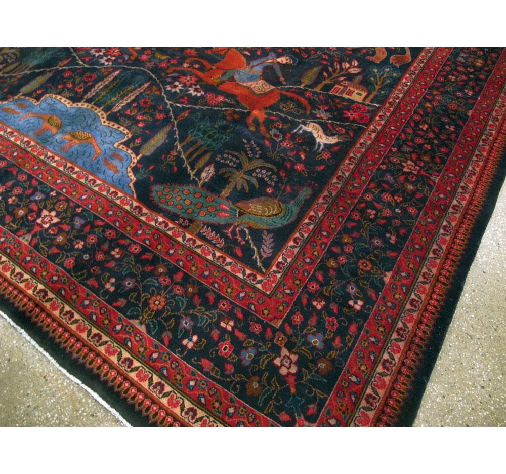 Mid-20th Century Handmade Persian Mashad Pictorial Room Size Carpet, circa 1930 3