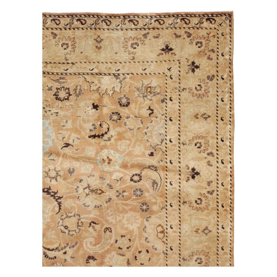 Victorian Mid-20th Century Handmade Persian Mashad Room Size Accent Rug For Sale