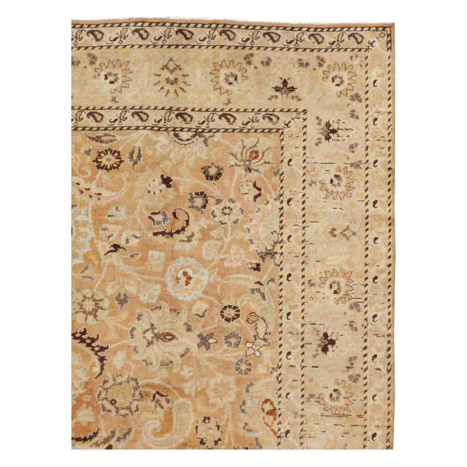 Hand-Knotted Mid-20th Century Handmade Persian Mashad Room Size Accent Rug For Sale