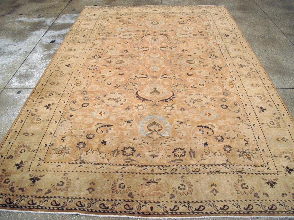 Mid-20th Century Handmade Persian Mashad Room Size Accent Rug In Good Condition For Sale In New York, NY