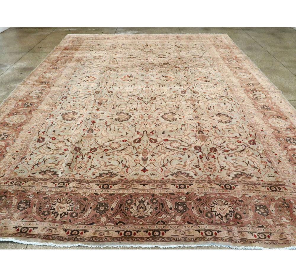 Mid-20th Century Handmade Persian Mashad Room Size Carpet, circa 1930 In Good Condition For Sale In New York, NY