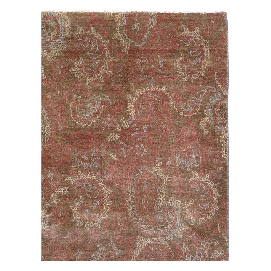 Neoclassical Mid-20th Century Handmade Persian Mashad Small Room Size Carpet For Sale