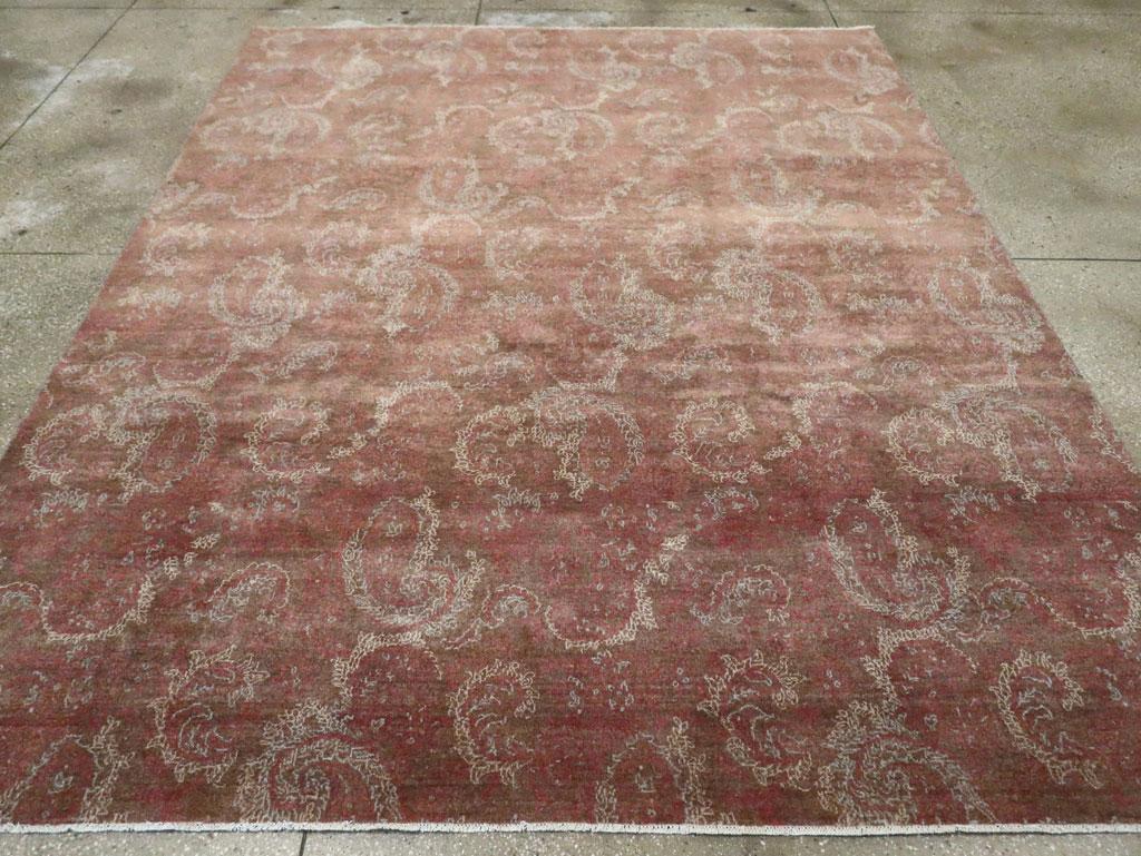 Hand-Knotted Mid-20th Century Handmade Persian Mashad Small Room Size Carpet For Sale