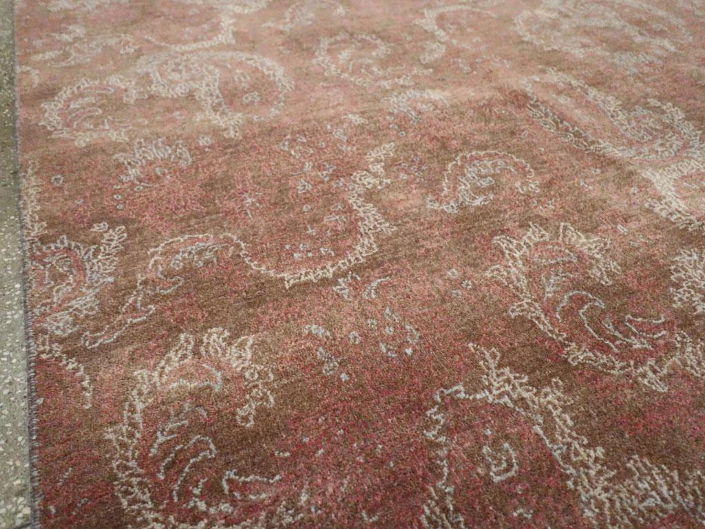 Mid-20th Century Handmade Persian Mashad Small Room Size Carpet In Excellent Condition For Sale In New York, NY