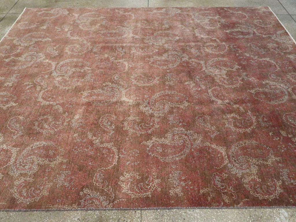 Wool Mid-20th Century Handmade Persian Mashad Small Room Size Carpet For Sale