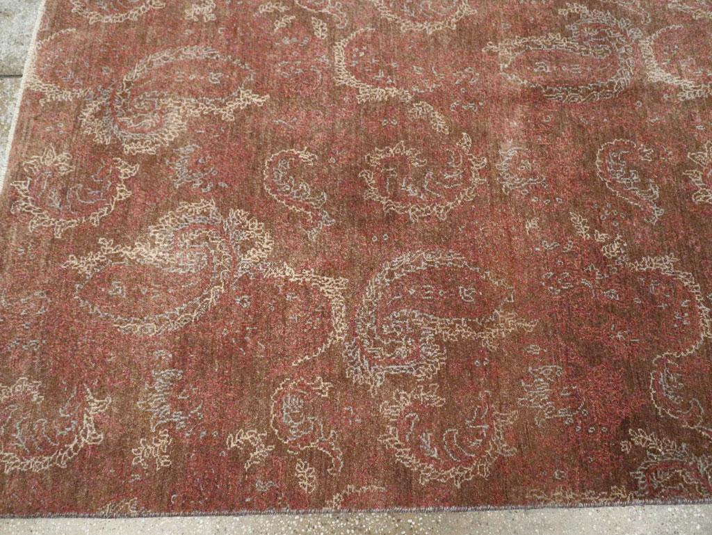 Mid-20th Century Handmade Persian Mashad Small Room Size Carpet For Sale 1