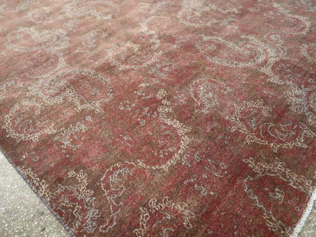 Mid-20th Century Handmade Persian Mashad Small Room Size Carpet For Sale 2