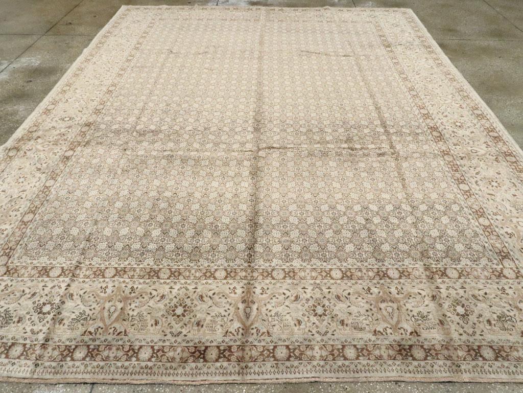 Hand-Knotted Mid-20th Century Handmade Persian Moud Room Size Carpet For Sale
