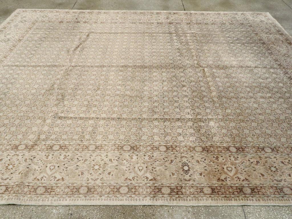 Wool Mid-20th Century Handmade Persian Moud Room Size Carpet For Sale