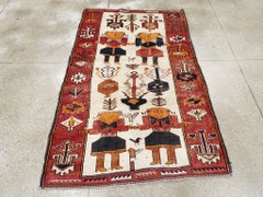 Mid-20th Century Handmade Persian Pictorial Bakhtiari Accent Rug