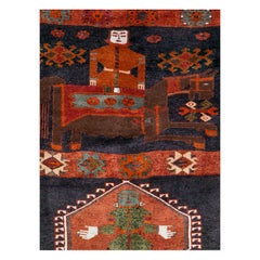 Mid-20th Century Handmade Persian Pictorial Bakhtiari Tribal Gallery Rug