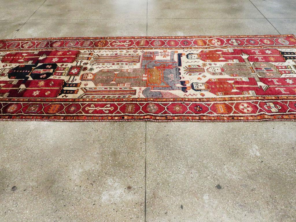 Mid-20th Century Handmade Persian Pictorial Bakhtiari Tribal Gallery Rug For Sale 1
