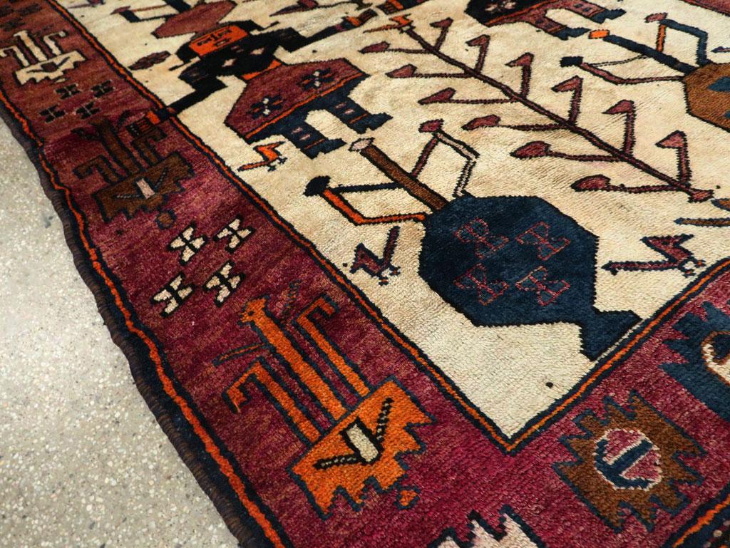 Mid-20th Century Handmade Persian Pictorial Bakhtiari Tribal Gallery Rug For Sale 3