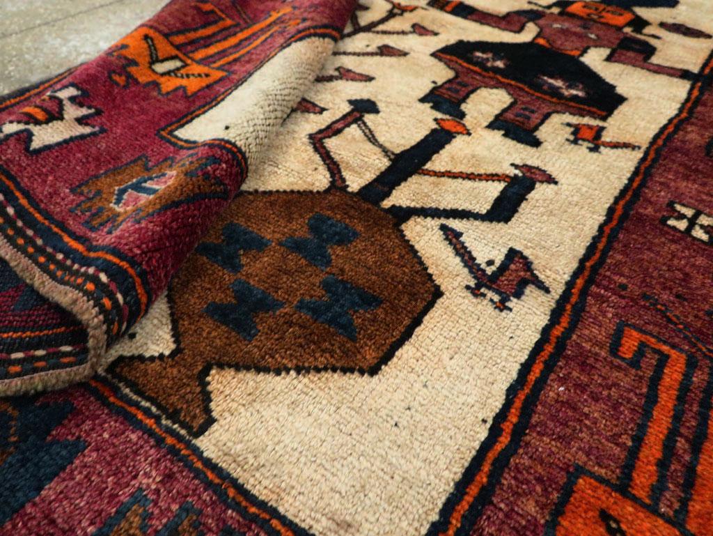 Mid-20th Century Handmade Persian Pictorial Bakhtiari Tribal Gallery Rug For Sale 4