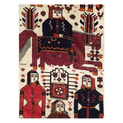 Mid-20th Century Handmade Persian Pictorial Bakhtiari Wide Runner Rug