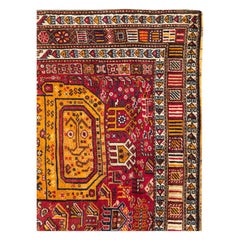 Mid-20th Century Handmade Persian Pictorial Shiraz Tribal Lion Accent Rug