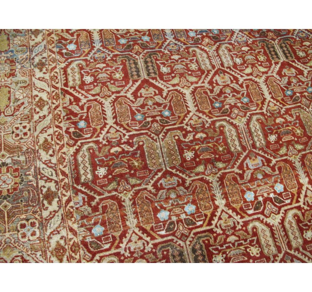 Mid-20th Century Handmade Persian Quom Accent Rug in Rust Red In Good Condition For Sale In New York, NY