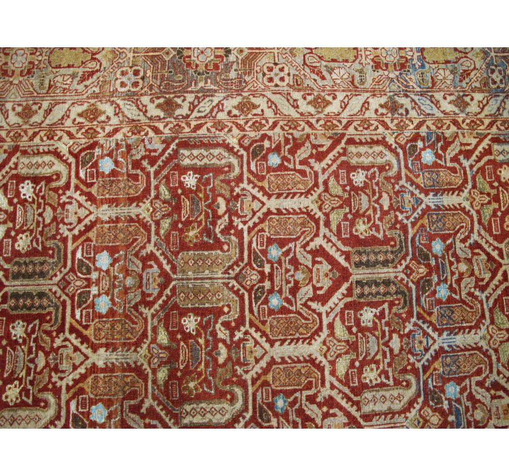 Mid-20th Century Handmade Persian Quom Accent Rug in Rust Red For Sale 1