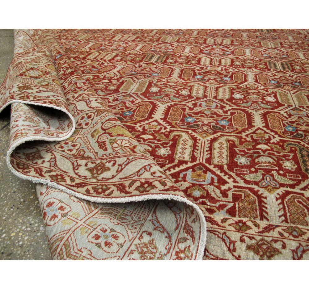Mid-20th Century Handmade Persian Quom Accent Rug in Rust Red For Sale 3