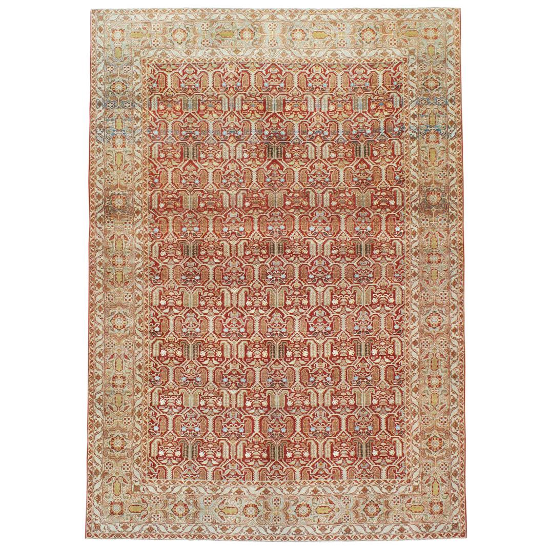 Mid-20th Century Handmade Persian Quom Accent Rug in Rust Red