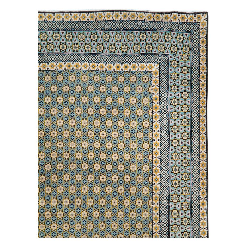 Hand-Knotted Mid-20th Century Handmade Persian Quom Art Deco Style Accent Rug For Sale