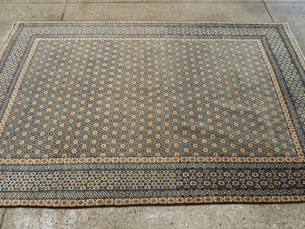 Mid-20th Century Handmade Persian Quom Art Deco Style Accent Rug For Sale 1