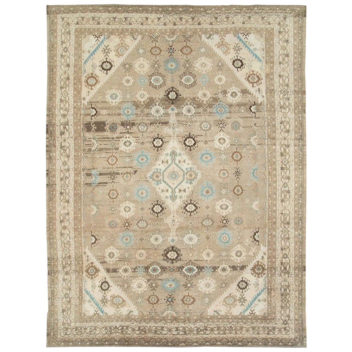 Mid-20th Century Handmade Persian Room Size Rug in Light Brown