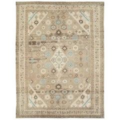 Mid-20th Century Handmade Persian Room Size Rug in Light Brown