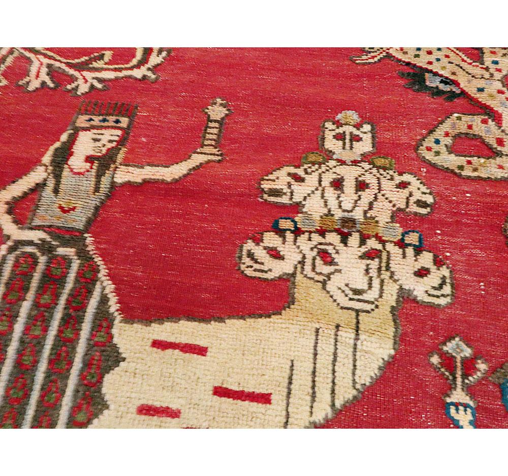 Mid-20th Century Handmade Persian Shiraz Pictorial Accent Rug 4